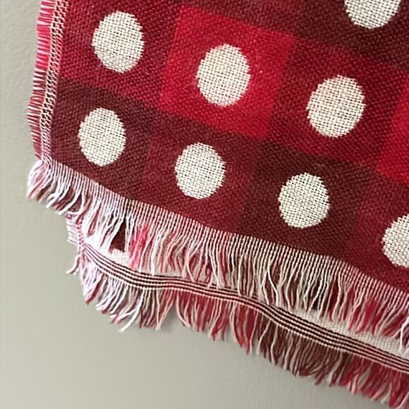 Talbots Women’s Red Cream Polka Dot Wool Blend Fashion Scarf Fringe 75”, 17.5” - Picture 13 of 16